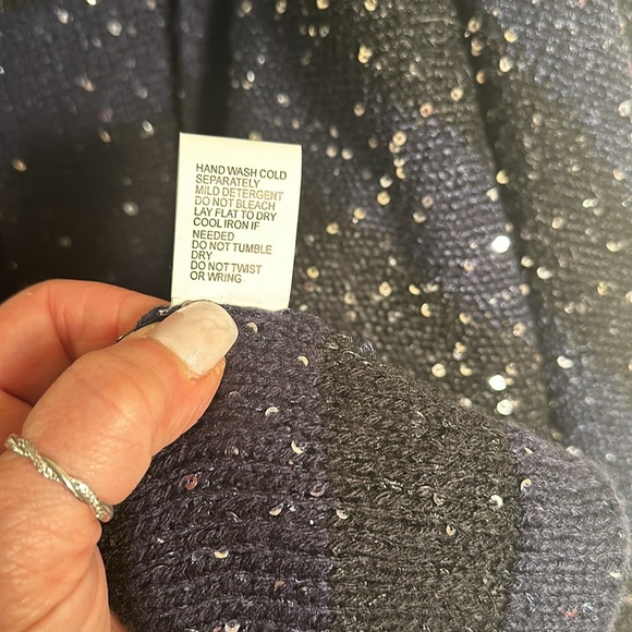 Joan Boyce Cardigan Blue/Black Stripe with Sequins Medium NWT - Picture 10 of 10